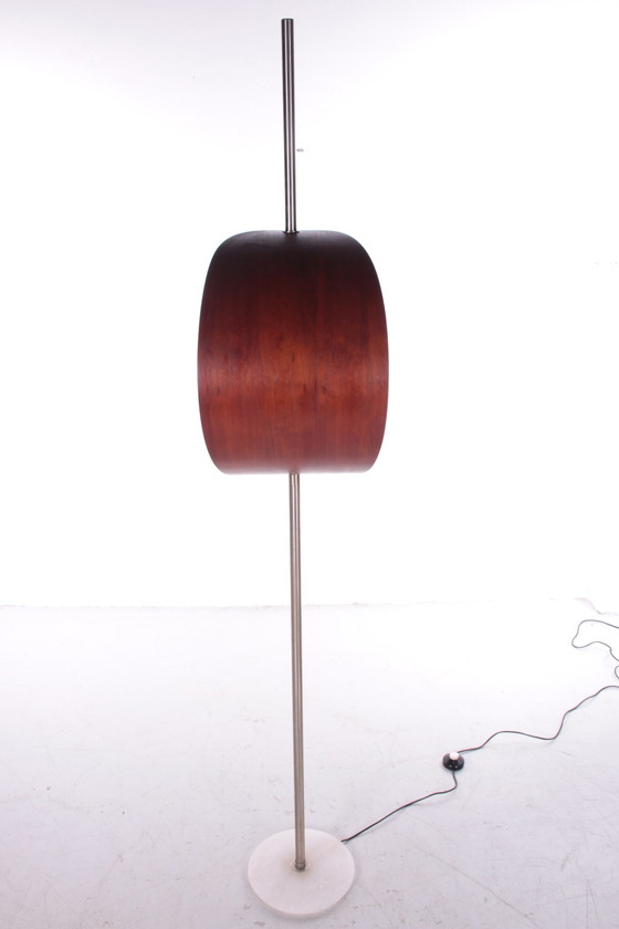 Image 1 of Design floor lamp with wooden slat, France 1960s