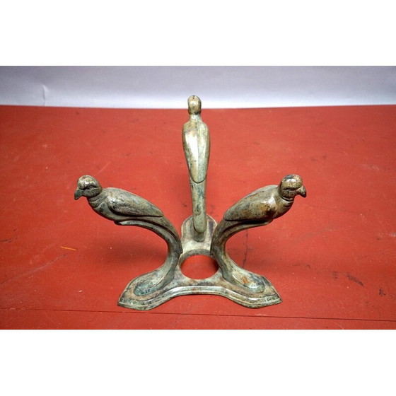 Image 1 of Vintage peacock coffee table in metal and smoked glass, Germany 1970