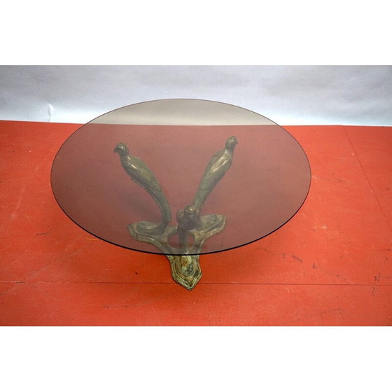 Image 1 of Vintage peacock coffee table in metal and smoked glass, Germany 1970