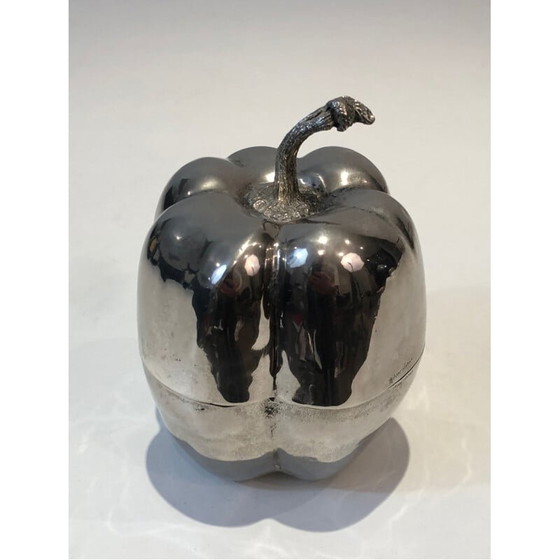 Image 1 of Secchiello per il ghiaccio vintage a forma di mela placcato in argento, Francia 1970