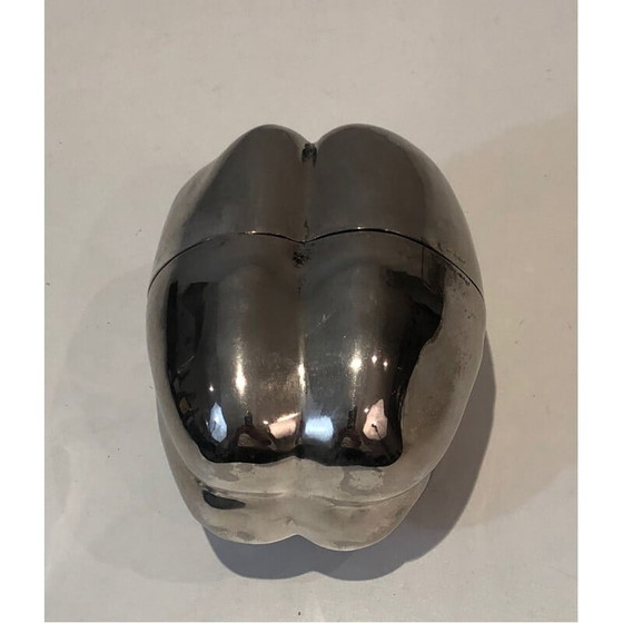 Image 1 of Secchiello per il ghiaccio vintage a forma di mela placcato in argento, Francia 1970