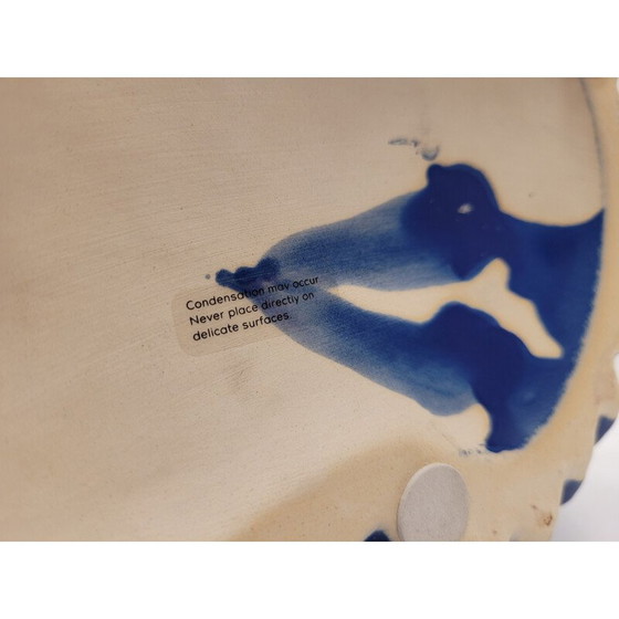 Image 1 of Vaso vintage in ceramica blu e vetro soffiato, Danimarca