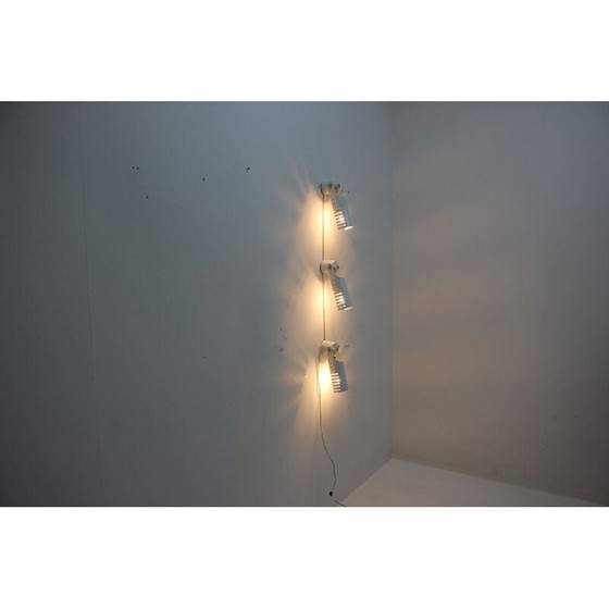 Image 1 of Set of 3 vintage adjustable metal wall sconces, Czechoslovakia 1980