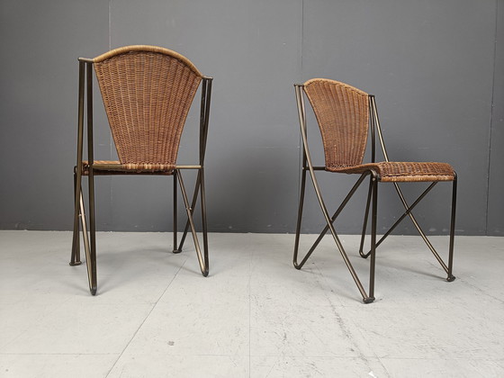 Image 1 of Set Of 6 Abanica Chairs In Wicker By Oscar Tusquets For Aleph, 1990S