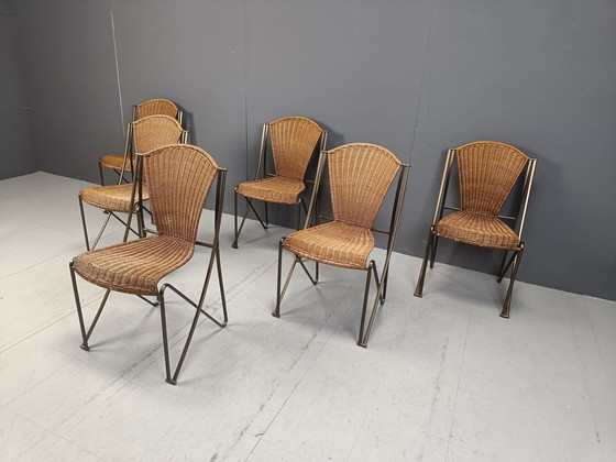 Image 1 of Set Of 6 Abanica Chairs In Wicker By Oscar Tusquets For Aleph, 1990S