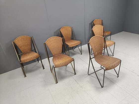 Image 1 of Set Of 6 Abanica Chairs In Wicker By Oscar Tusquets For Aleph, 1990S