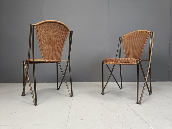 Image 1 of Set Of 6 Abanica Chairs In Wicker By Oscar Tusquets For Aleph, 1990S