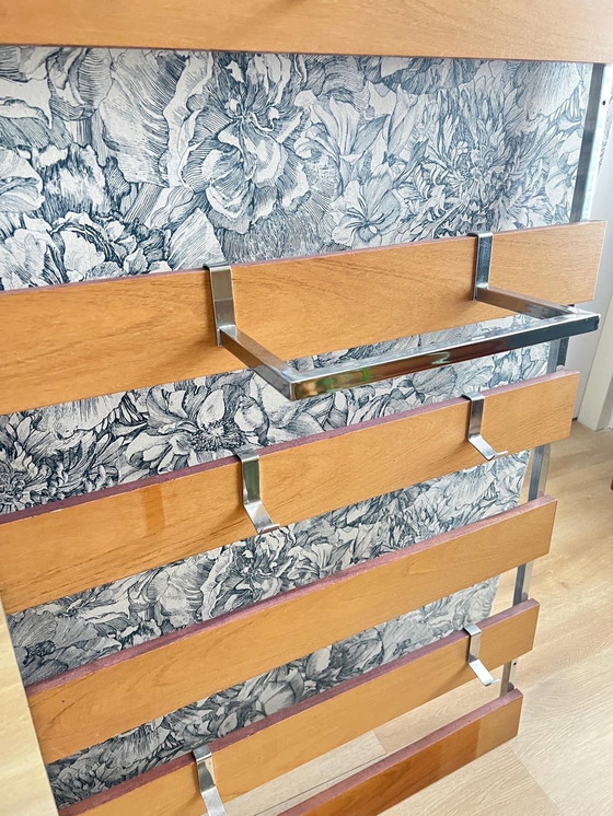 Image 1 of 1970s Wardrobe Coat Rack Wood and Chrome