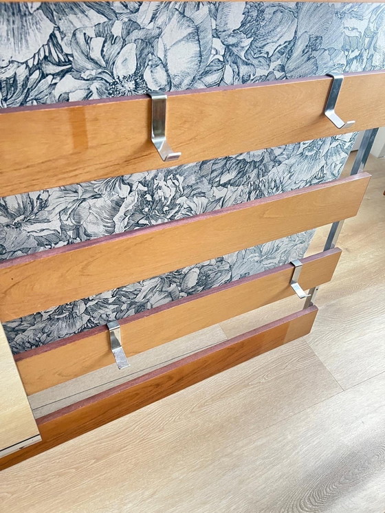 Image 1 of 1970s Wardrobe Coat Rack Wood and Chrome