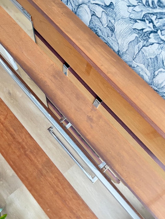 Image 1 of 1970s Wardrobe Coat Rack Wood and Chrome