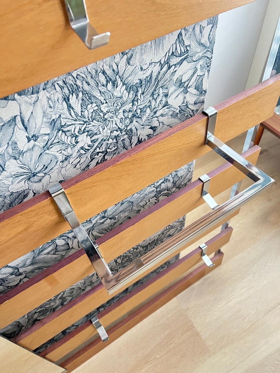 Image 1 of 1970s Wardrobe Coat Rack Wood and Chrome