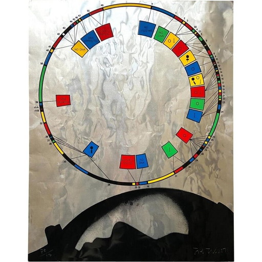 Vintage silkscreen on aluminum by Joe Tilson for Sergio Tosi