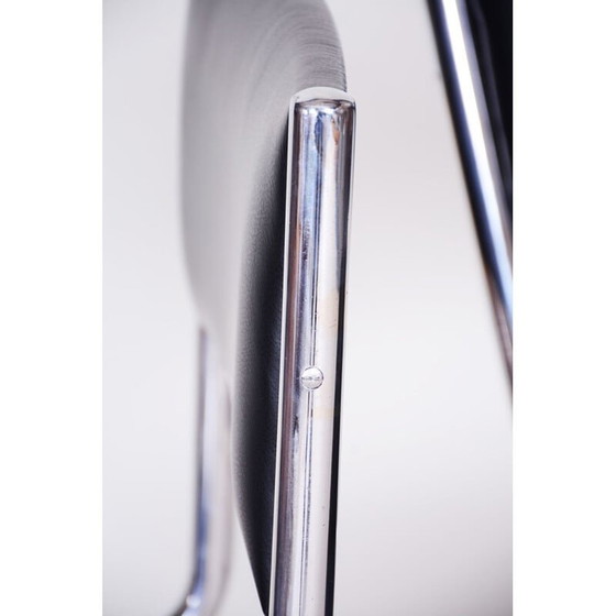 Image 1 of Coppia di sedie Bauhaus vintage in pelle nera, anni '30