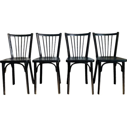 Set of 4 vintage Baumann chairs model 153, 1950-1960