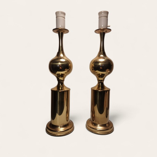 Danish Design // Pair Of Large Brass Table Lamps // 1960S.