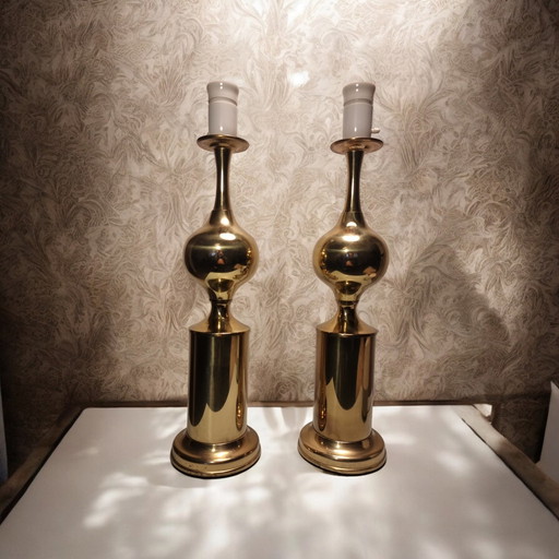 Danish Design // Pair Of Large Brass Table Lamps // 1960S.