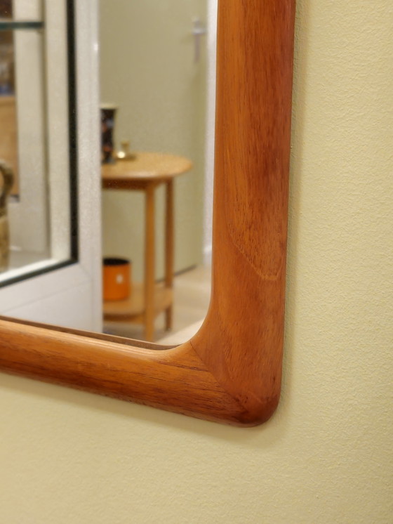 Image 1 of Vintage Teak Oblong Mirror Wall Mirror Wood Mirror
