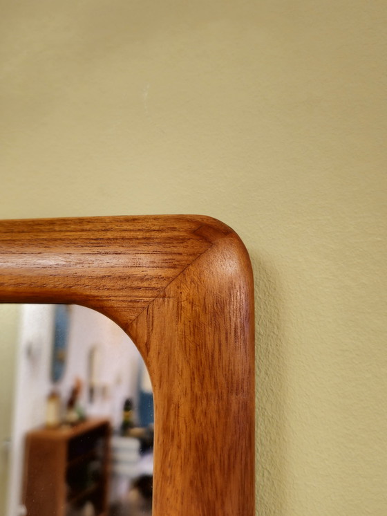 Image 1 of Vintage Teak Oblong Mirror Wall Mirror Wood Mirror
