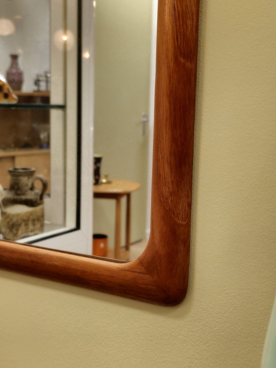 Image 1 of Vintage Teak Oblong Mirror Wall Mirror Wood Mirror
