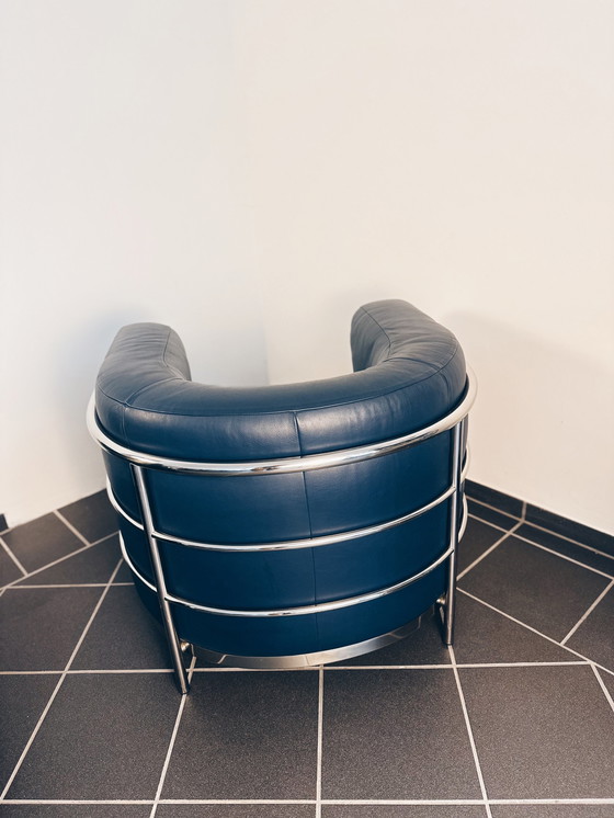 Image 1 of Zanotta Onda tubular steel leather armchair