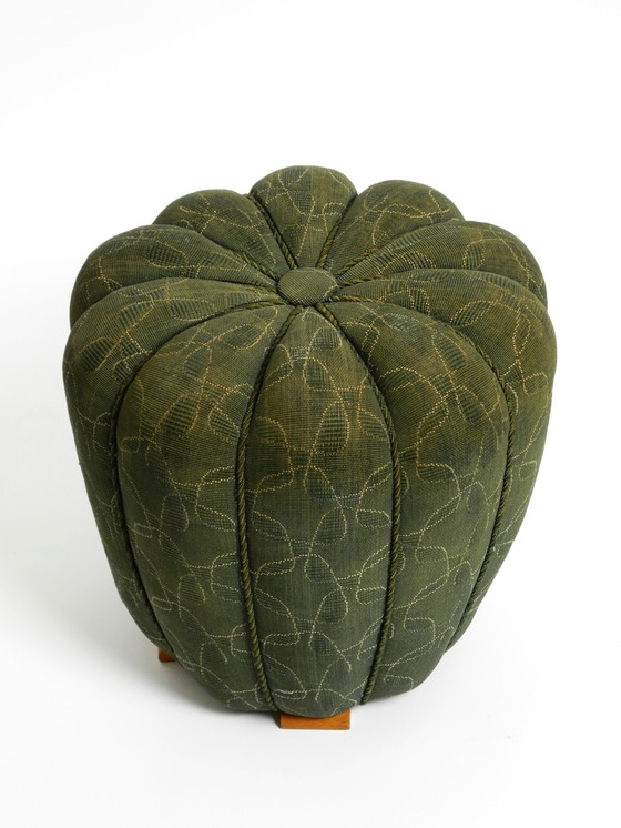 Image 1 of Original Pouf Stool By Jindrich Halabala From 1958 | Art Deco Bauhaus | Made In Czech