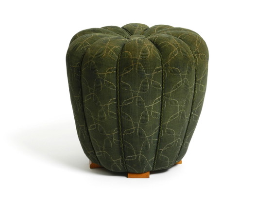 Image 1 of Original Pouf Stool By Jindrich Halabala From 1958 | Art Deco Bauhaus | Made In Czech