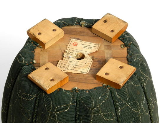 Image 1 of Original Pouf Stool By Jindrich Halabala From 1958 | Art Deco Bauhaus | Made In Czech