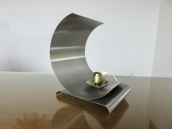 Image 1 of Stainless Steel And Opaline Lamp, France, 1970