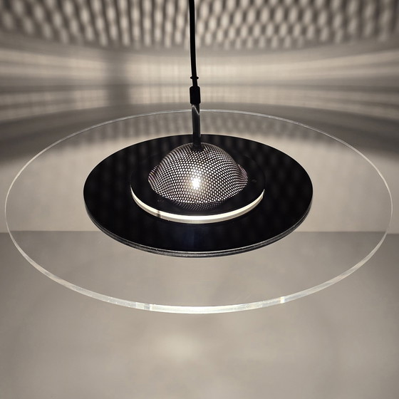 Image 1 of Rare 1980S Vintage Postmodern Harco Loor Design Ufo Pendant Lamp.