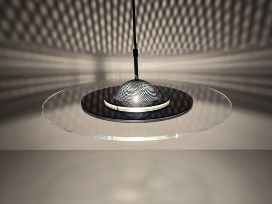 Image 1 of Rare 1980S Vintage Postmodern Harco Loor Design Ufo Pendant Lamp.