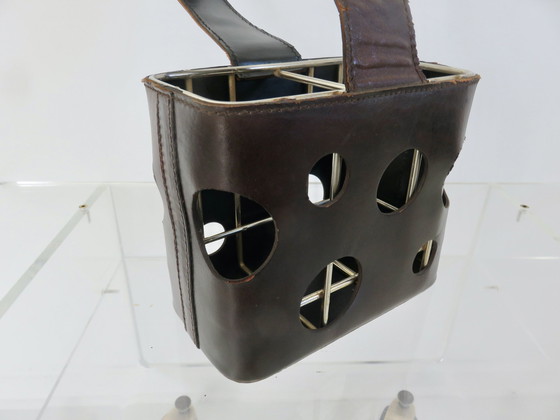 Image 1 of Leather Bottle Holder Attributed To Jacques Adnet For Les Cognacs J&F Martell