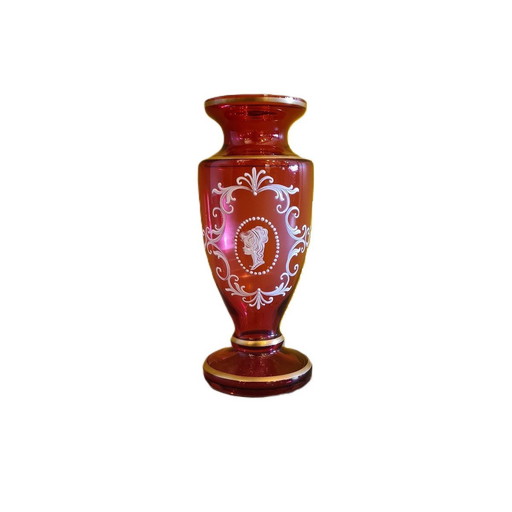 Mary Gregory Style Ruby Red Vase, 2E Half 20th Century