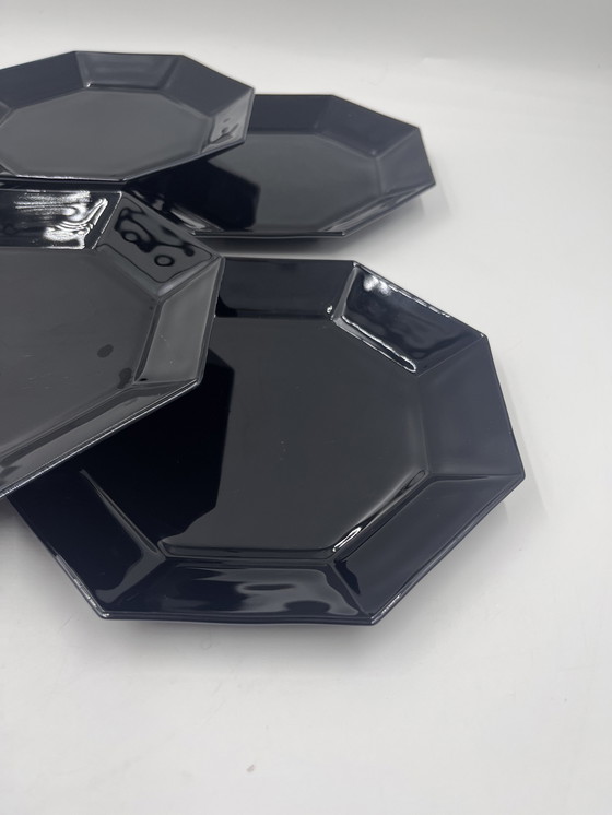 Image 1 of Set Of 6 Arcoroc Black Dessert Plates