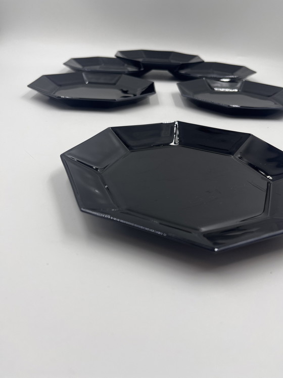 Image 1 of Set Of 6 Arcoroc Black Dessert Plates