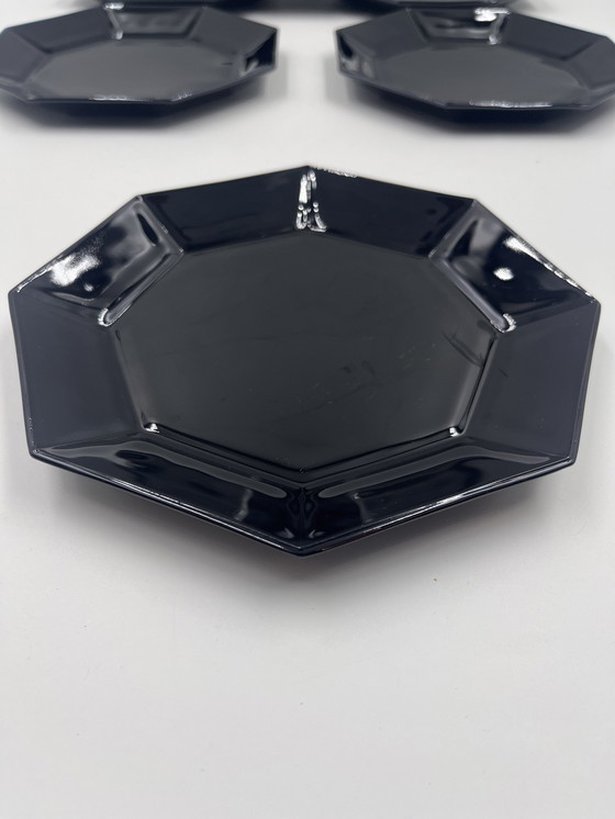 Image 1 of Set Of 6 Arcoroc Black Dessert Plates