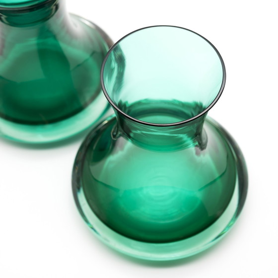 Image 1 of Kristallglaswerk Hirschberg Vase en verre cristal Duo Retro Space-age Pop-art Vert