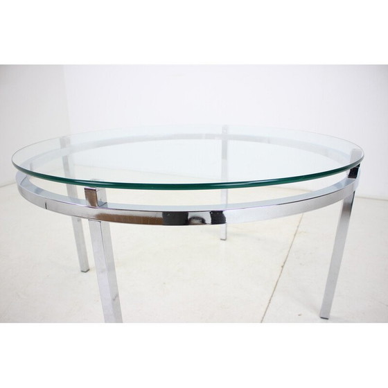 Image 1 of Vintage round conference table in chrome and glass, Italy 1970s