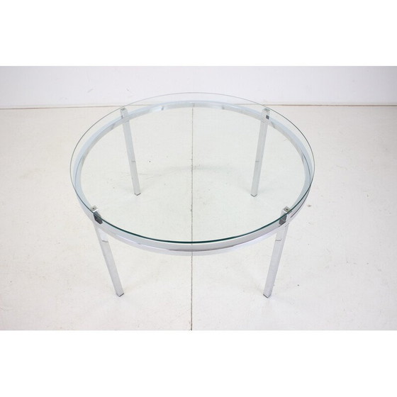 Image 1 of Vintage round conference table in chrome and glass, Italy 1970s