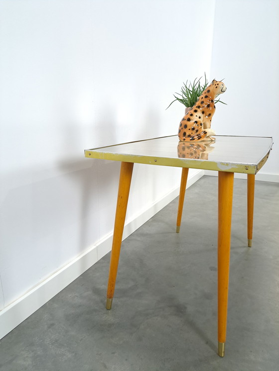 Image 1 of Coffee table wood with glass top vintage coffee table