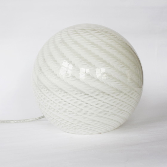 Image 1 of Round Glass Lamp with Swirl Pattern