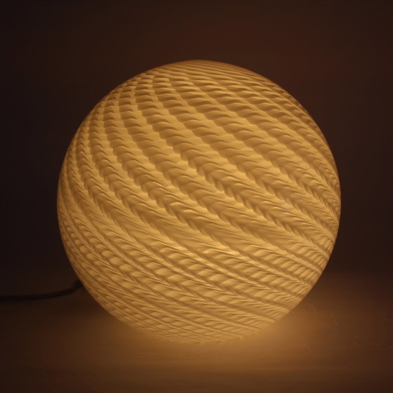 Image 1 of Round Glass Lamp with Swirl Pattern