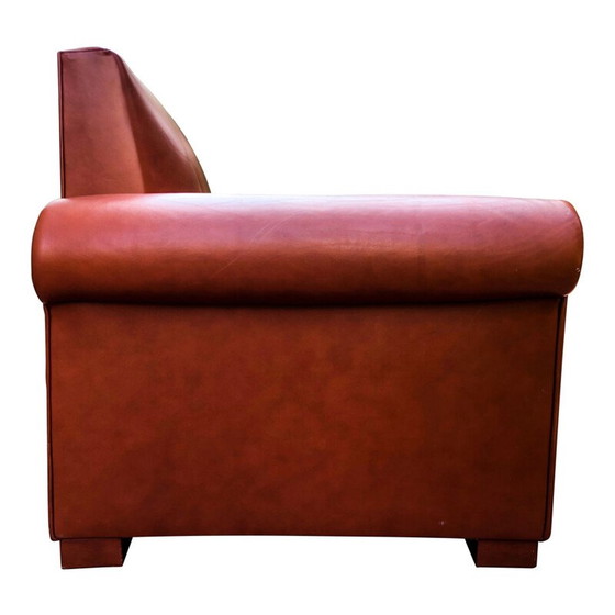 Image 1 of Vintage Beech & Leather Lounge Chair, Italian 1970s