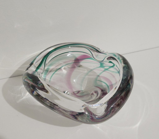 1 Glass Bowl With Purple And Green Accent