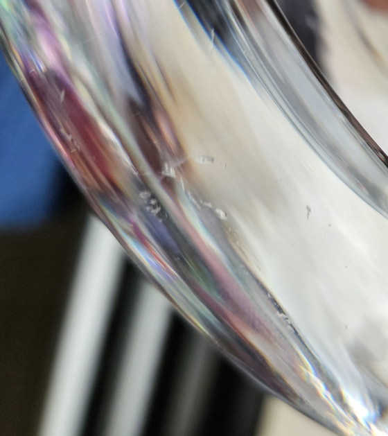 Image 1 of 1 Glass Bowl With Purple And Green Accent