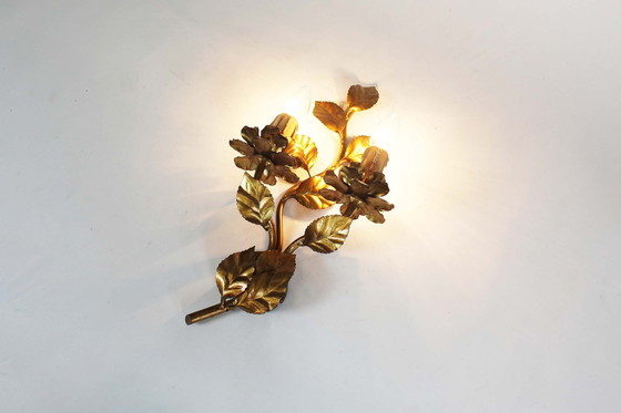 Image 1 of 2X Vintage Gold Florentine Wall Or Ceiling Lights, Italy 1970’S