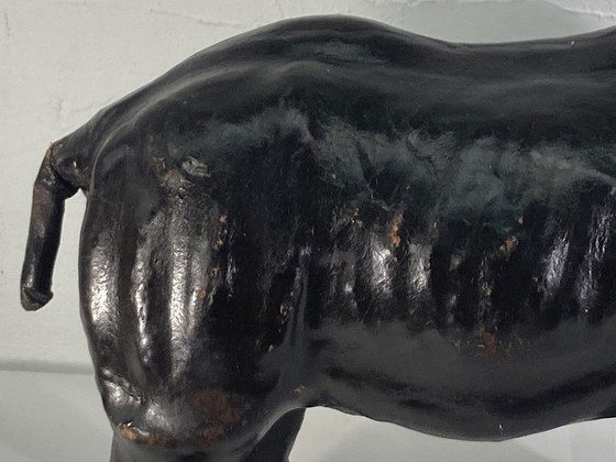 Image 1 of Mid - Century Leather Rhinoceros Statue, England