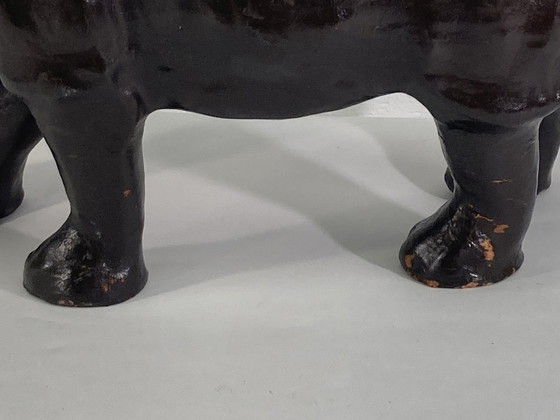 Image 1 of Mid - Century Leather Rhinoceros Statue, England