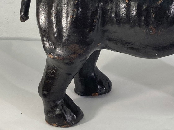 Image 1 of Mid - Century Leather Rhinoceros Statue, England