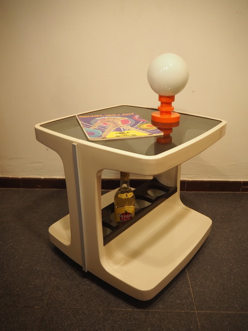 Space Age Plastic Side Table/Bar Trolley, Designed by Marc Held for Prisunic, from the 1970s