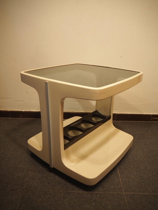 Space Age Plastic Side Table/Bar Trolley, Designed by Marc Held for Prisunic, from the 1970s